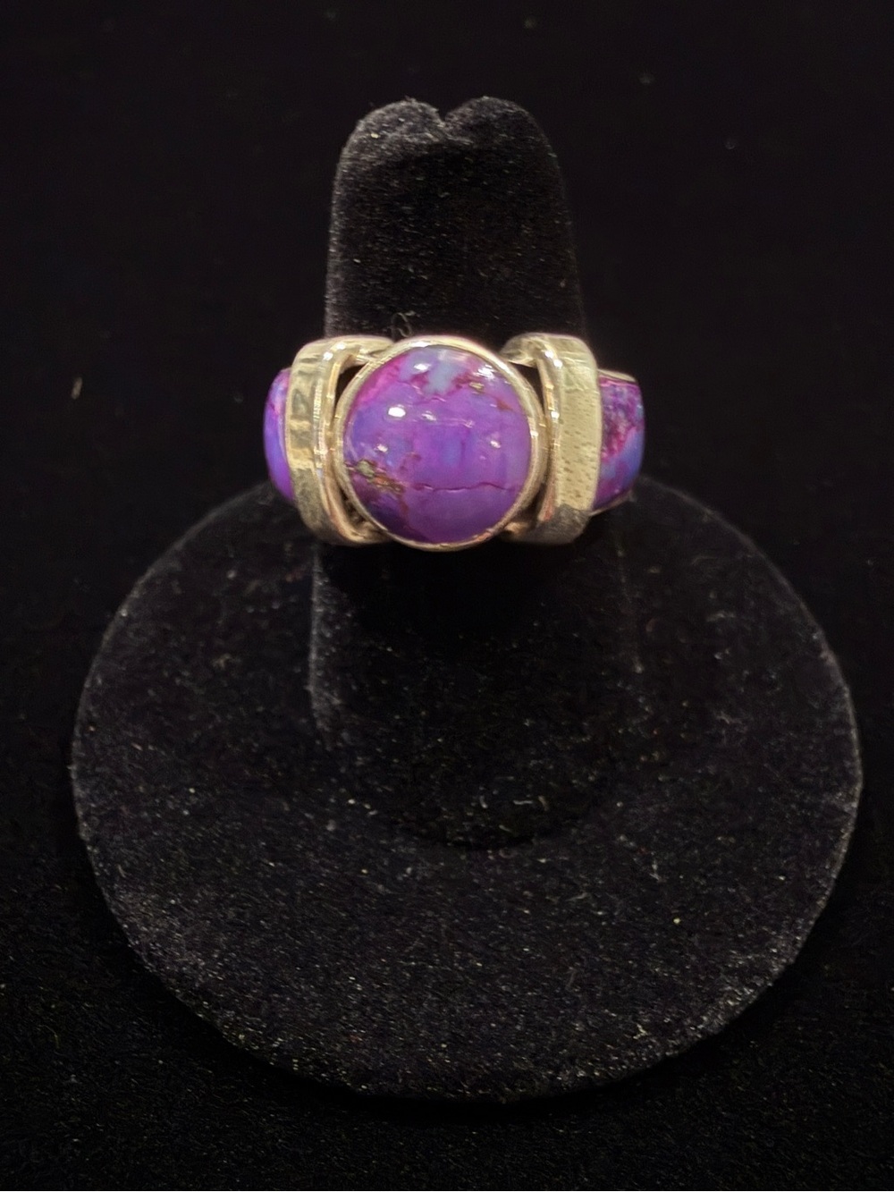 Purple Turquoise Stone Ring, Sterling Silver, Size 7